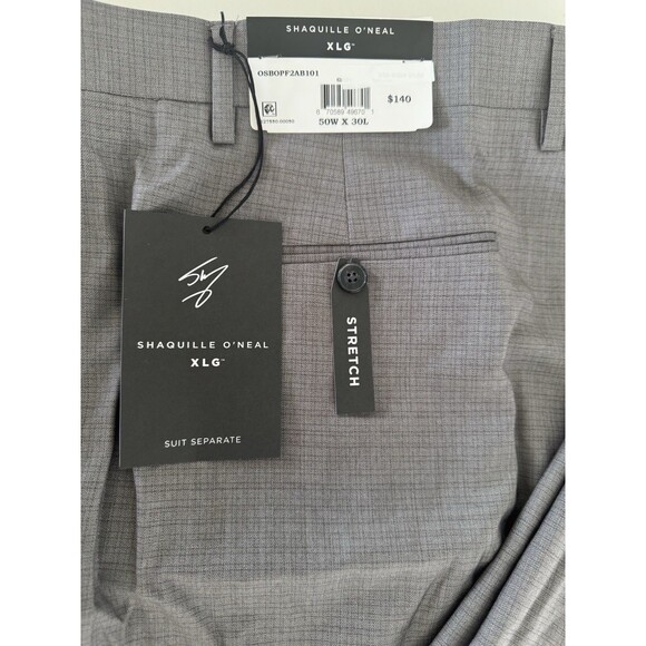 Shaquille O’Neal XLG Gray Plaid Men's Stretch Classic Fit Suit Pants 50W-30L NWT - Picture 10 of 12